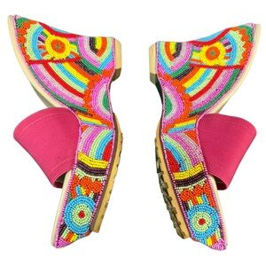 Lisa X Donald J Pliner Collab Sammi Beaded Slide Wedge Size 10